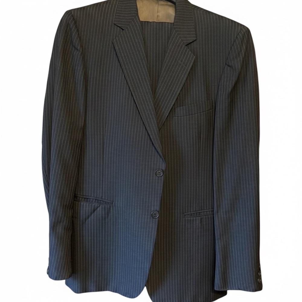 Dark Gray Pinstripe Men's 2 Piece Suit